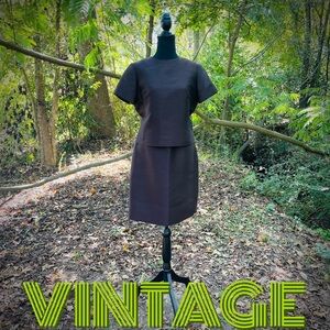 Vintage Wool Silk Blend Two Piece Skirt Set Size 12
